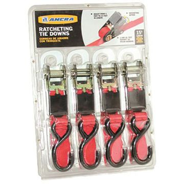 49368-10 , 4Pk. Strap Assy1"-Ratchet Buckle-15' with Vinyl S-Hooks Material Handling and light duty truck restraints