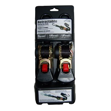 1″ x 6′ Retractable Ratchet Tie-Downs, 2 Pack - 95370 1″ x 6′ Retractable Ratchet Tie-Downs, Safety Clip, 2 Pack