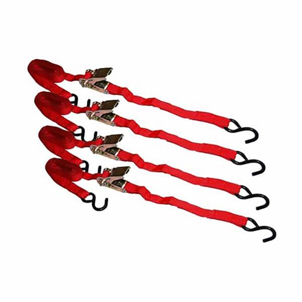 1” x 10’ S-Hook Ratchet Tie-Down, 4 Pack Clamshells