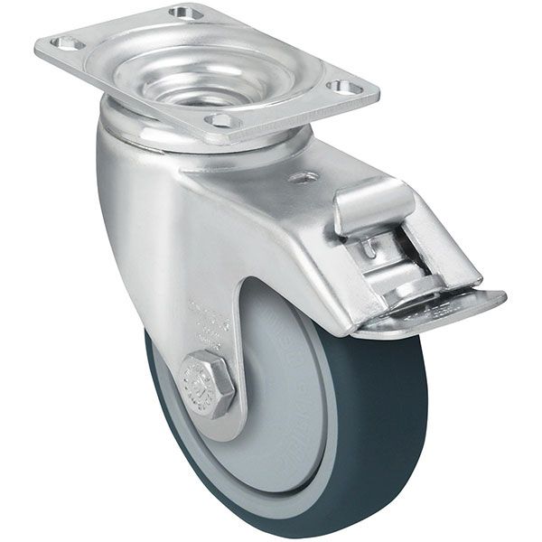 Caster, 5X1-1/4 Poly, Swivel W/Total Brake