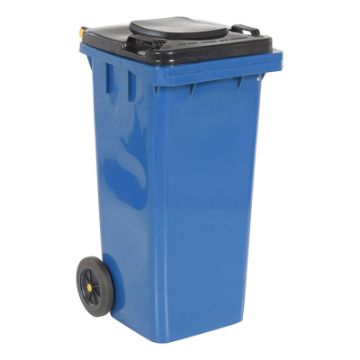 32-Gallon Blue HDPE Trash Can Front View - TH-32-BLU 32-gallon blue HDPE trash can front view