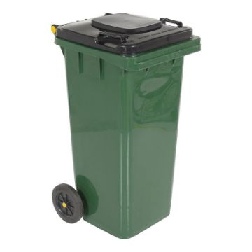 32-Gallon Green HDPE Trash Can Front View - TH-32-GRN 32-gallon green HDPE trash can front view