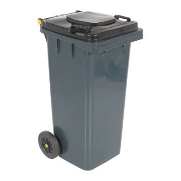 32-Gallon Gray HDPE Trash Can Front View - TH-32-GY 32-gallon gray HDPE trash can front view