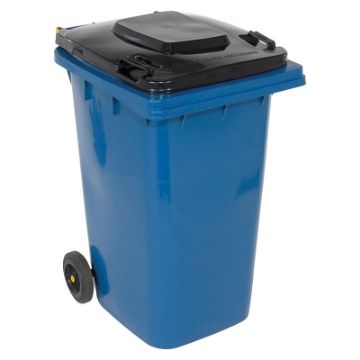 64-Gallon Blue HDPE Trash Can Front View - TH-64-BLU 64-gallon blue HDPE trash can front view