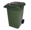 95-gallon green HDPE trash can front view
