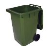 95-gallon green HDPE trash can rear view